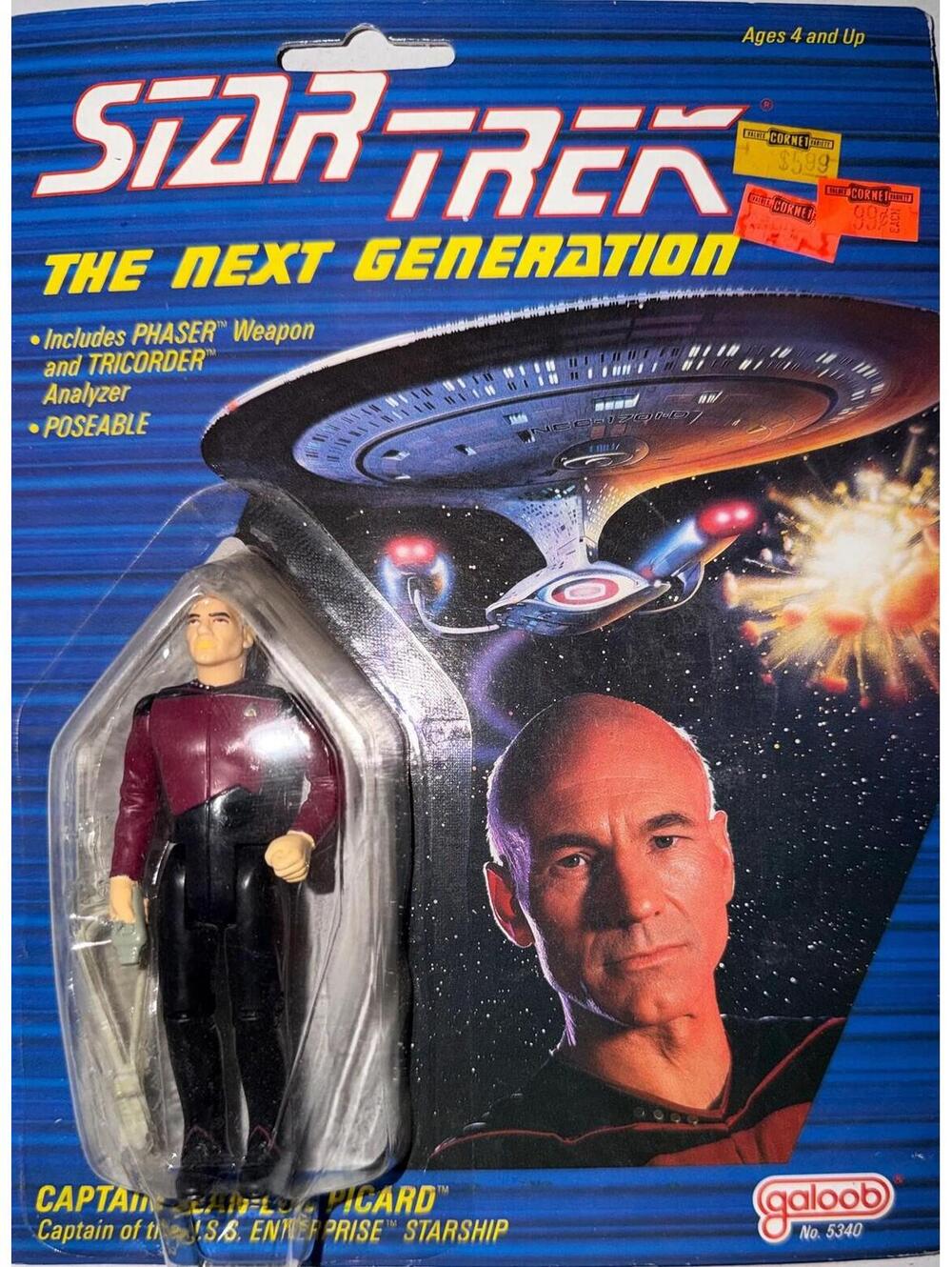 Vintage 1988 Galoob Star Trek TNG Captain Jean-Luc Picard Action Figure 5340